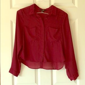 Forever 21 Cropped Button-Down Top